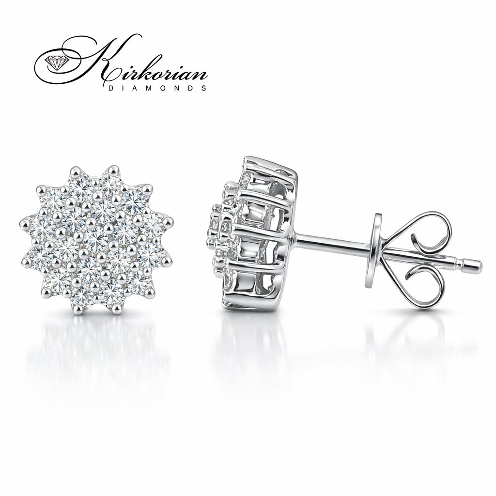 Обеци от бяло злато 14К с диаманти 0.38 ct K439 – блестящи звездовидни обеци с елегантен дизайн