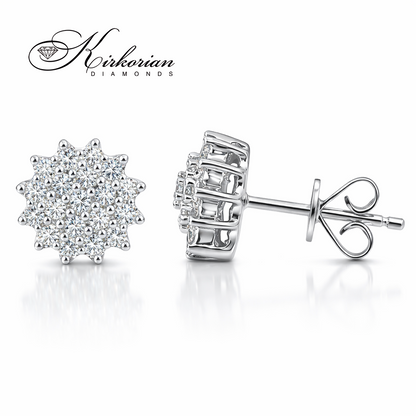 Обеци от бяло злато 14К с диаманти 0.38 ct K439 – блестящи звездовидни обеци с елегантен дизайн