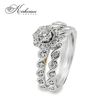 Годежен пръстен от бяло и жълто злато 14k с диаманти 0.635ct – модел K460