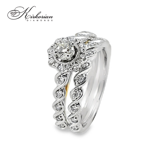 Годежен пръстен от бяло и жълто злато 14k с диаманти 0.635ct – модел K460