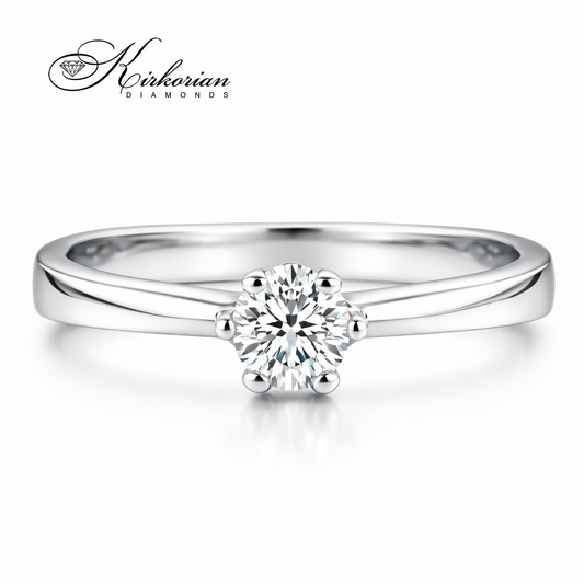 Елегантен годежен пръстен с диамант 0.18 ct VS2 F бяло злато 14К фронтален изглед K475