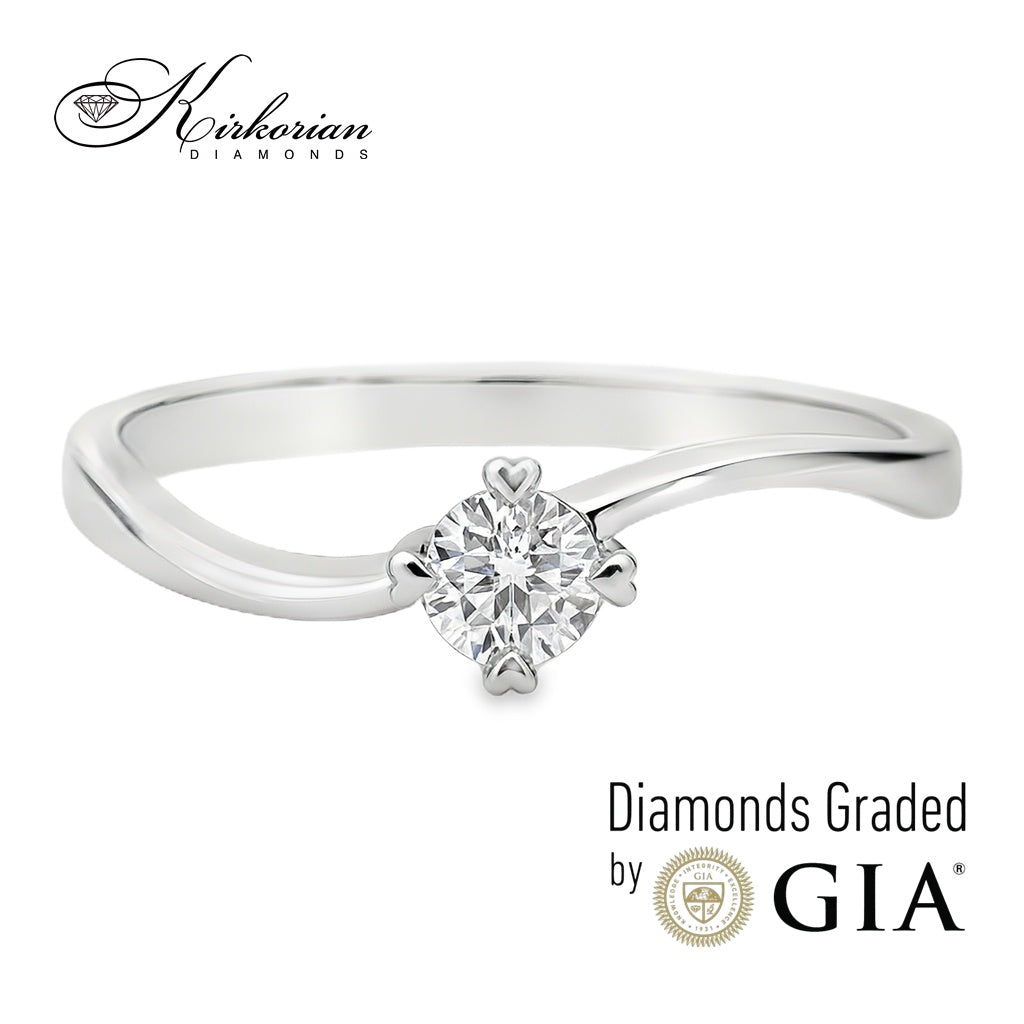 Годежен пръстен от бяло злато 14К с диамант 0.25 ct GIA сертификат – Перфектно съотношение цена-качество | Kirkorian Diamonds