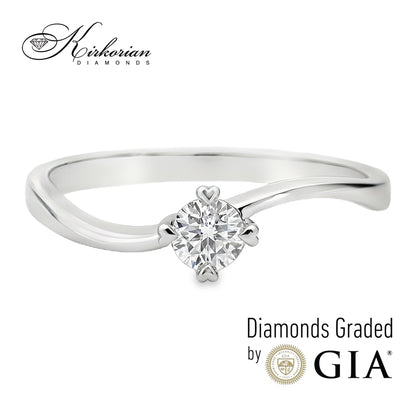 Годежен пръстен от бяло злато 14К с диамант 0.25 ct GIA сертификат – Перфектно съотношение цена-качество | Kirkorian Diamonds