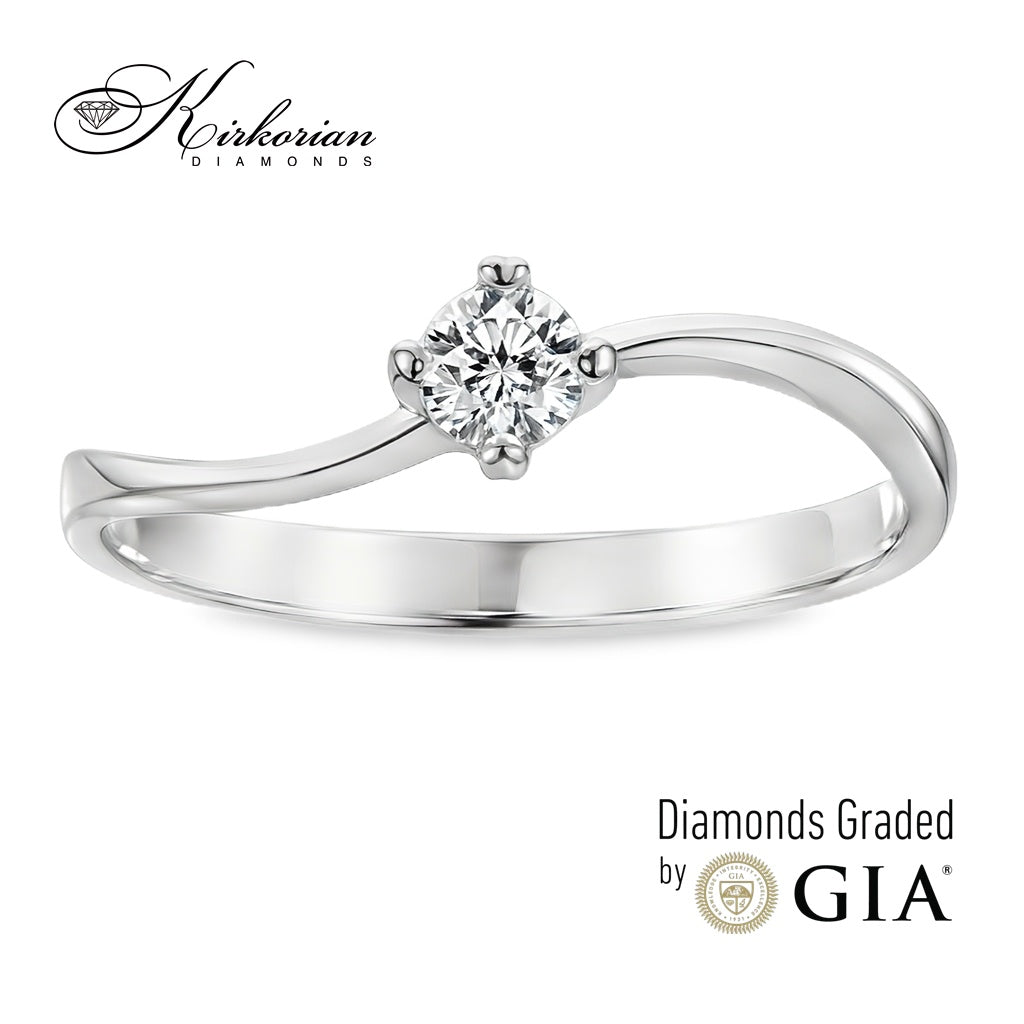 Годежен пръстен от бяло злато 14К с диамант 0.25 ct GIA сертификат – Перфектно съотношение цена-качество | Kirkorian Diamonds