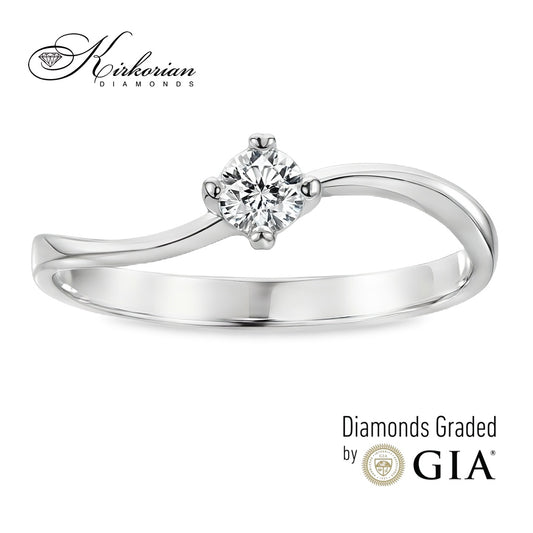 Годежен пръстен от бяло злато 14К с диамант 0.25 ct GIA сертификат – Перфектно съотношение цена-качество | Kirkorian Diamonds