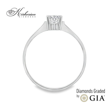Годежен пръстен от бяло злато 14К с диамант 0.25 ct GIA сертификат код K501 Цени от производител