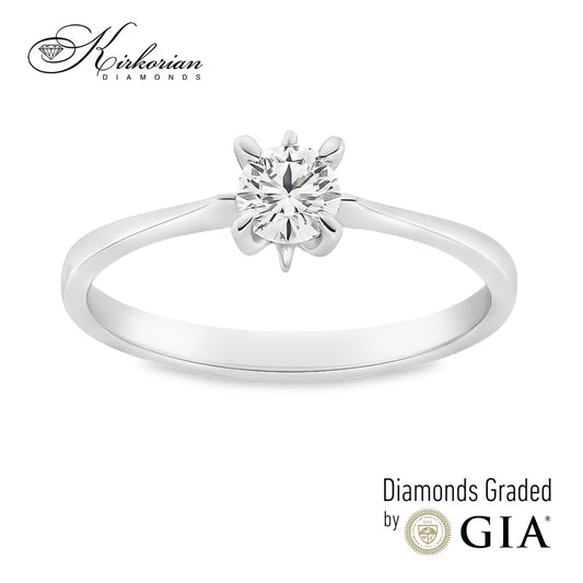 Годежен пръстен от бяло злато 14К с диамант 0.25 ct GIA сертификат код K501 Цени от производител