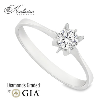 Годежен пръстен от бяло злато 14К с диамант 0.25 ct GIA сертификат код K501 Цени от производител