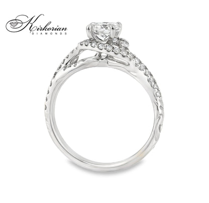 Луксозен годежен пръстен с халка от бяло злато 14K с диаманти 1.34ct – модел K512