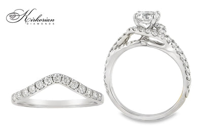 Луксозен годежен пръстен с халка от бяло злато 14K с диаманти 1.34ct – модел K512