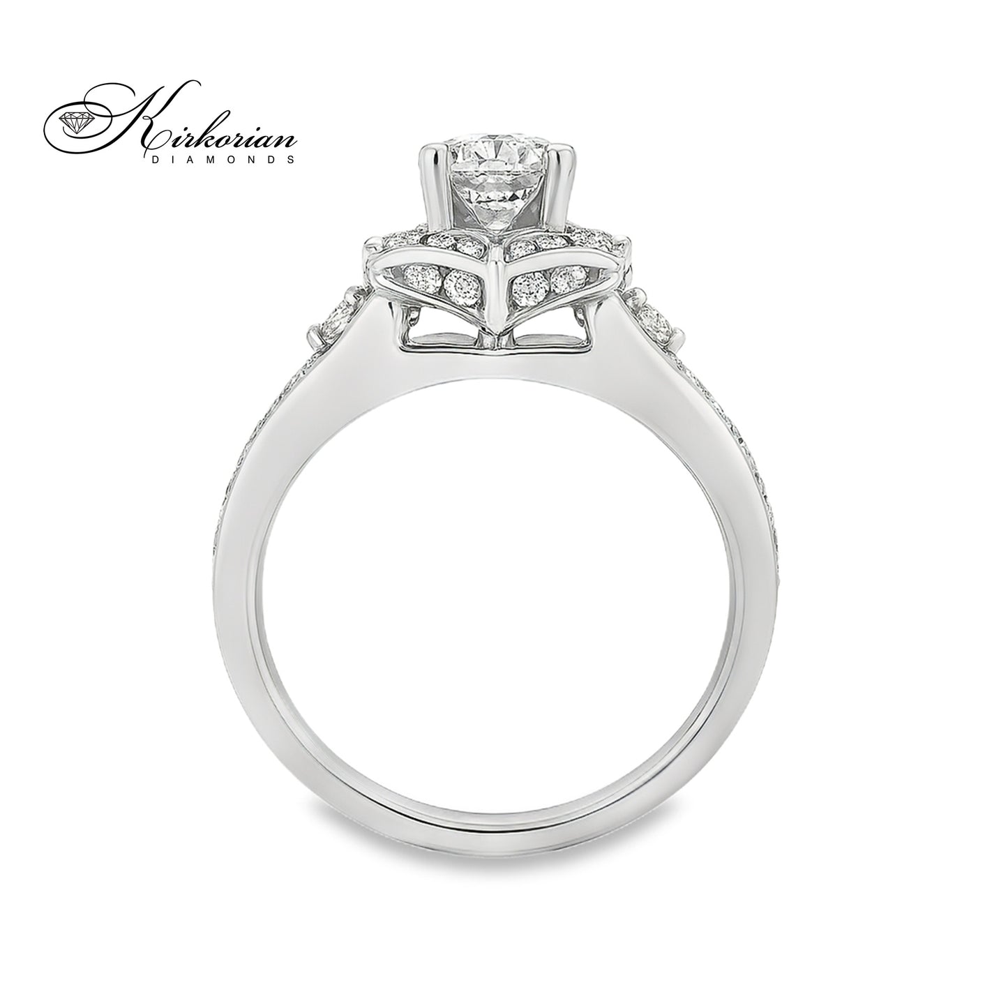 Уникален годежен пръстен с диаманти 1.00ct от 14k бяло злато | Код: K519