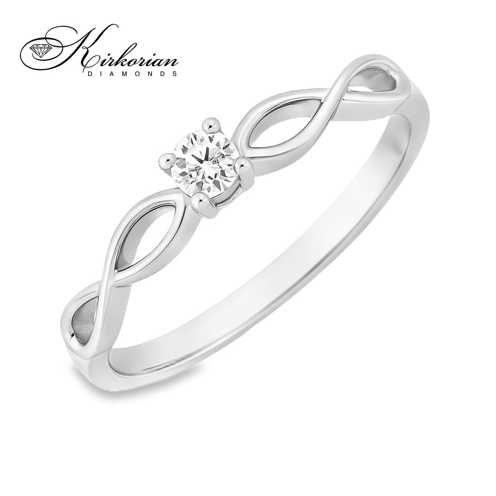 Годежен пръстен от бяло или жълто злато 14К с диамант 0.10 ct – код K574