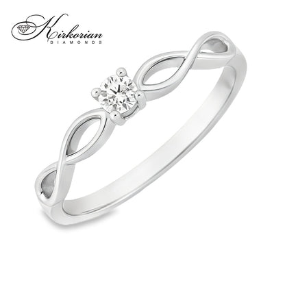 Годежен пръстен от бяло или жълто злато 14К с диамант 0.10 ct – код K574