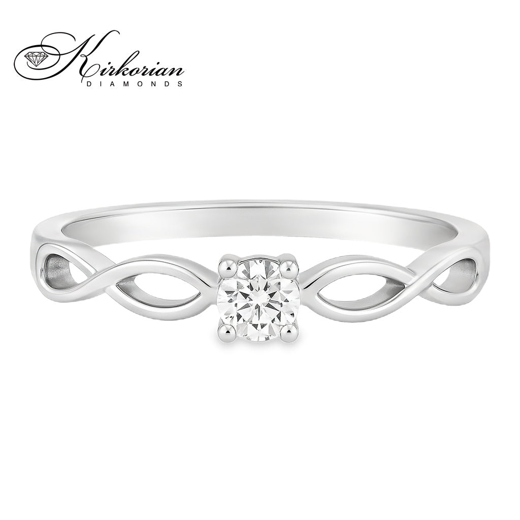 Годежен пръстен от бяло или жълто злато 14К с диамант 0.10 ct – код K574