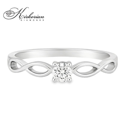 Годежен пръстен от бяло или жълто злато 14К с диамант 0.10 ct – код K574