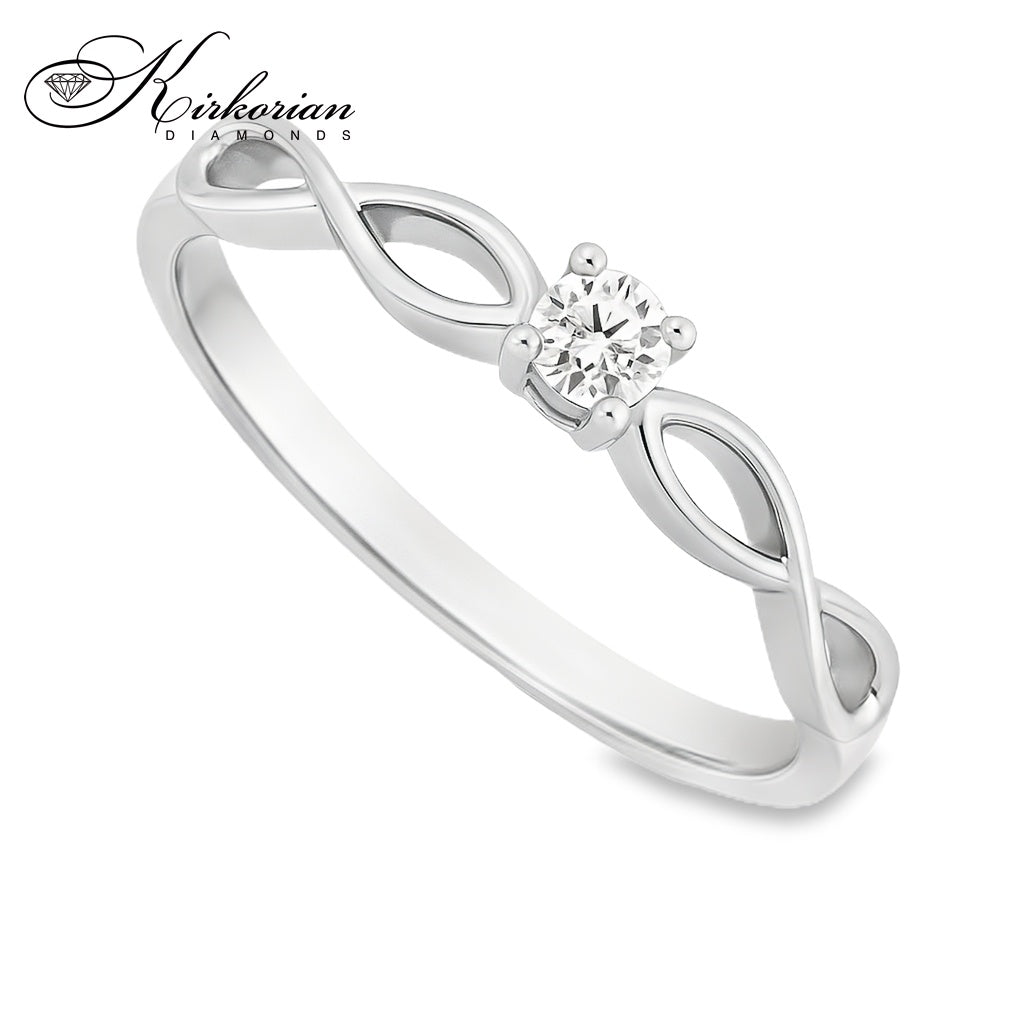 Годежен пръстен от бяло или жълто злато 14К с диамант 0.10 ct – код K574