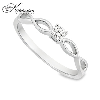 Годежен пръстен от бяло или жълто злато 14К с диамант 0.10 ct – код K574