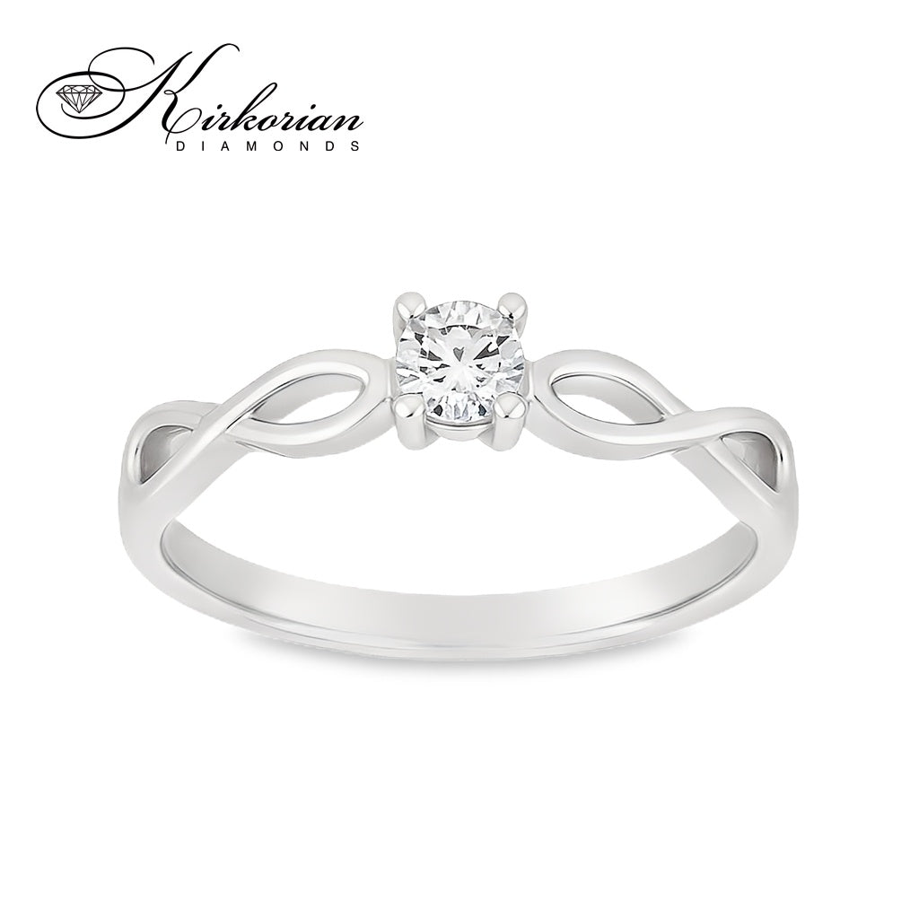 Годежен пръстен от бяло или жълто злато 14К с диамант 0.10 ct – код K574