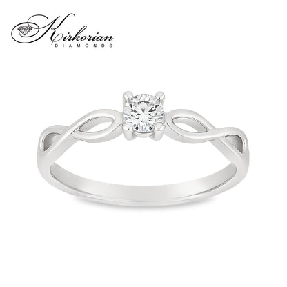 Годежен пръстен от бяло или жълто злато 14К с диамант 0.10 ct – код K574