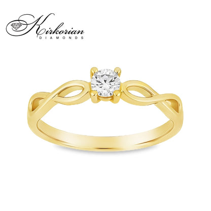 Годежен пръстен от бяло или жълто злато 14К с диамант 0.10 ct – код K574