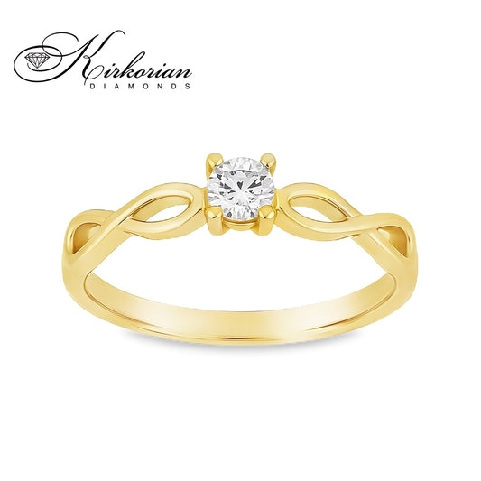 Годежен пръстен от бяло или жълто злато 14К с диамант 0.10 ct – код K574