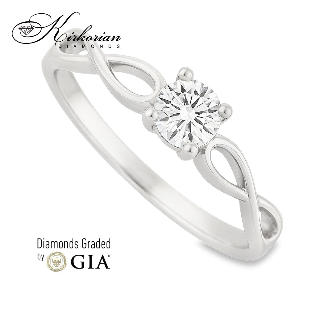 Годежен пръстен от бяло злато 14к с диамант 0.30ct – GIA сертификат – код K575