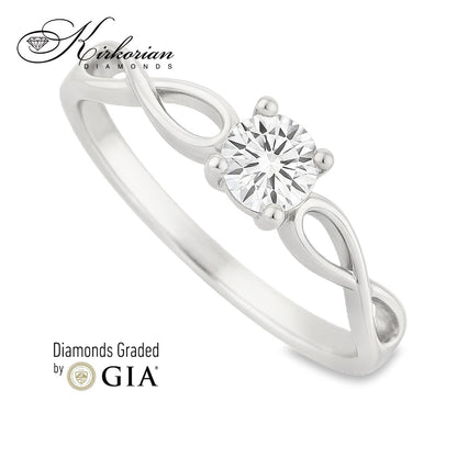 Годежен пръстен от бяло злато 14к с диамант 0.30ct – GIA сертификат – код K575