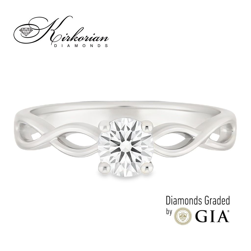 Годежен пръстен от бяло злато 14к с диамант 0.30ct – GIA сертификат – код K575