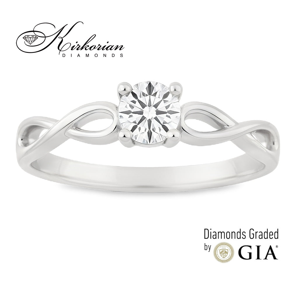 Годежен пръстен от бяло злато 14к с диамант 0.30ct – GIA сертификат – код K575