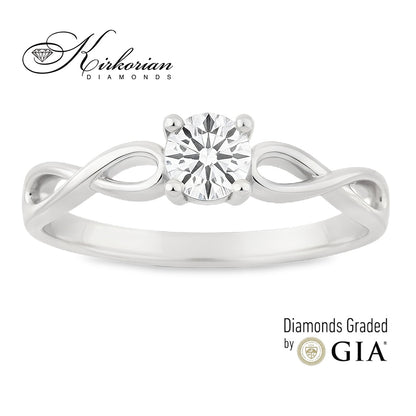Годежен пръстен от бяло злато 14к с диамант 0.30ct – GIA сертификат – код K575