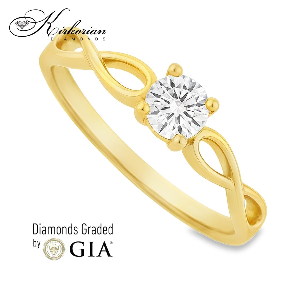 Годежен пръстен от жълто злато 14к с диамант 0.30ct – GIA сертификат – код K575B