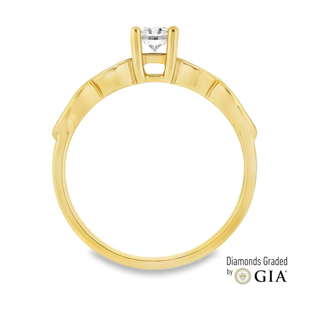 Годежен пръстен от жълто злато 14к с диамант 0.30ct – GIA сертификат – код K575B