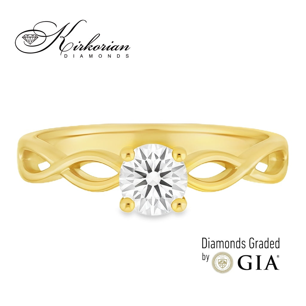 Годежен пръстен от жълто злато 14к с диамант 0.30ct – GIA сертификат – код K575B