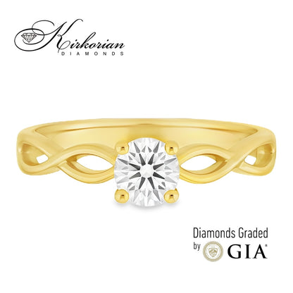 Годежен пръстен от жълто злато 14к с диамант 0.30ct – GIA сертификат – код K575B