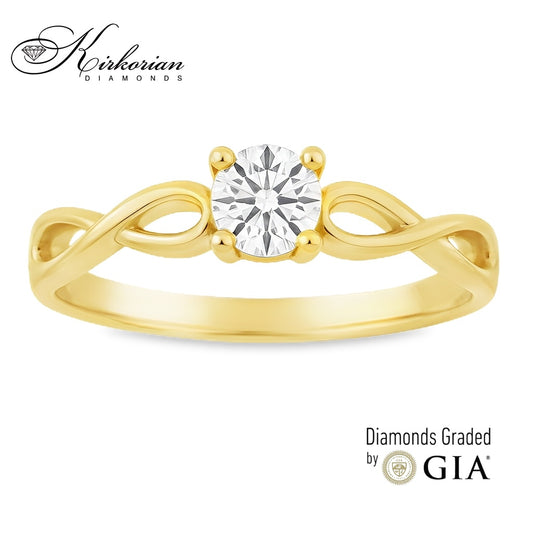 Годежен пръстен от жълто злато 14к с диамант 0.30ct – GIA сертификат – код K575B