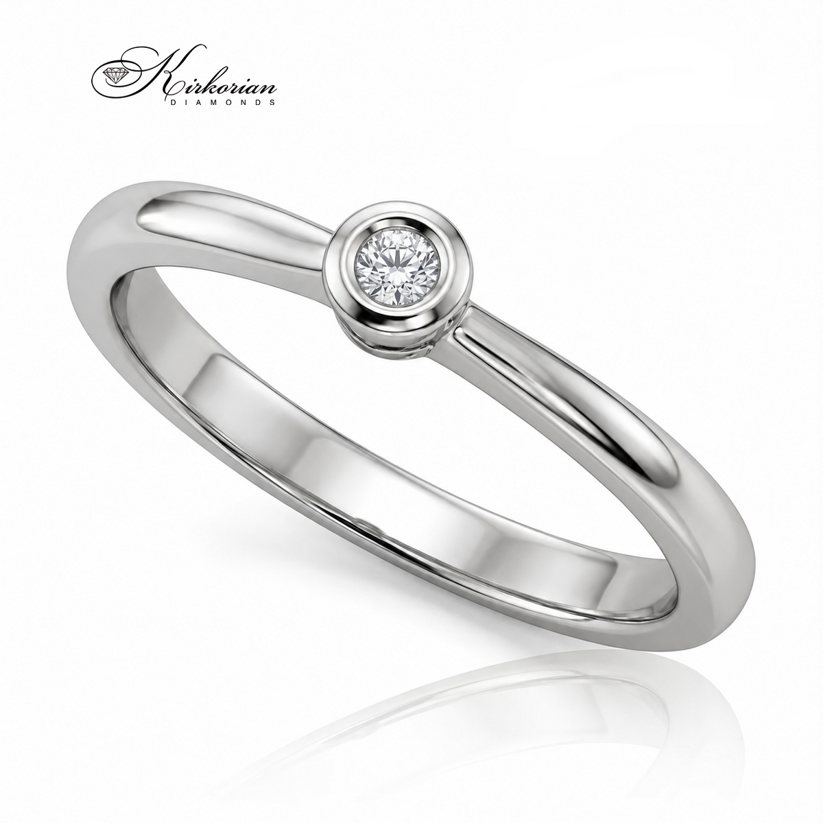 Минималистичен солитер K587 с диамант 0.10 ct в защитна метална каса