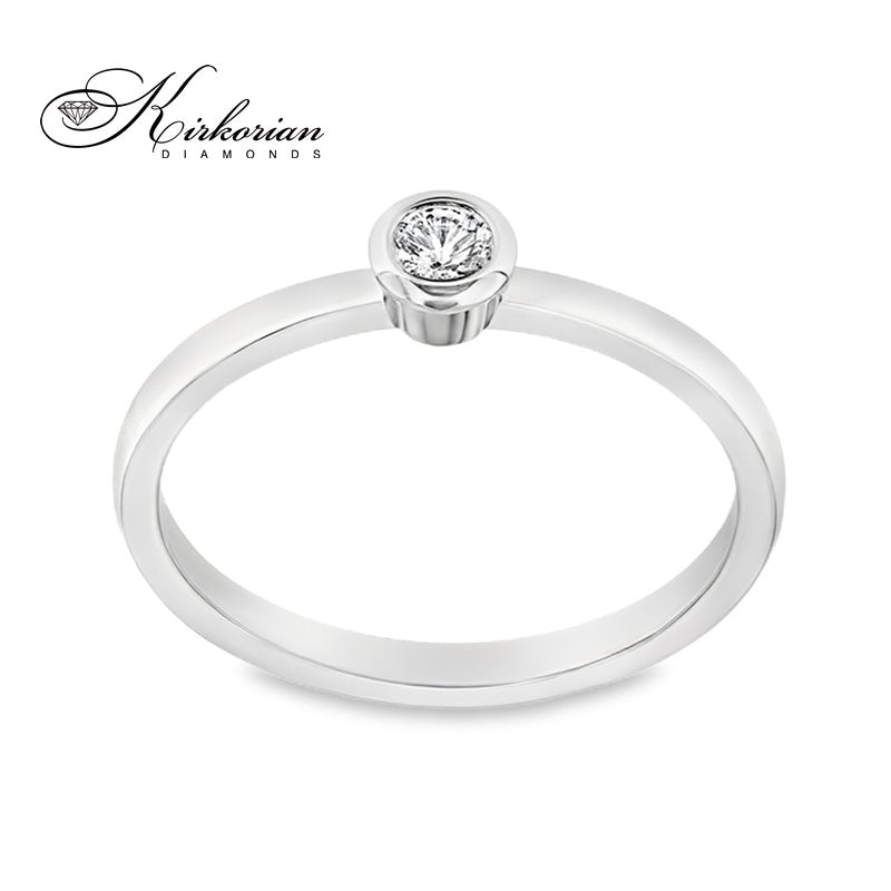 Годежен пръстен с диамант 0.10 ct от бяло злато 14К – минималистичен модел K587