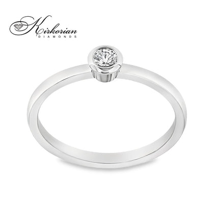 Годежен пръстен с диамант 0.10 ct от бяло злато 14К – минималистичен модел K587