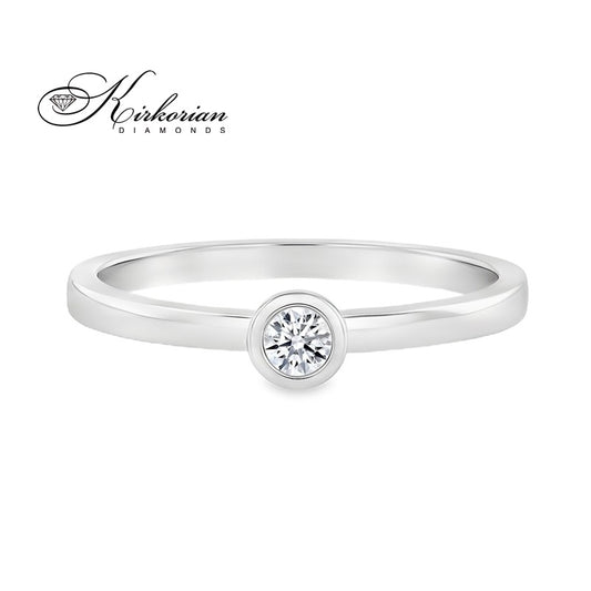 Годежен пръстен с диамант 0.10 ct от бяло злато 14К – минималистичен модел K587