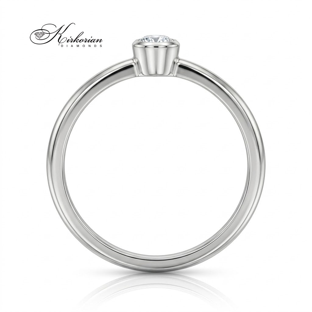 Страничен профил на минималистичен годежен пръстен K587 с диамант 0.10 ct