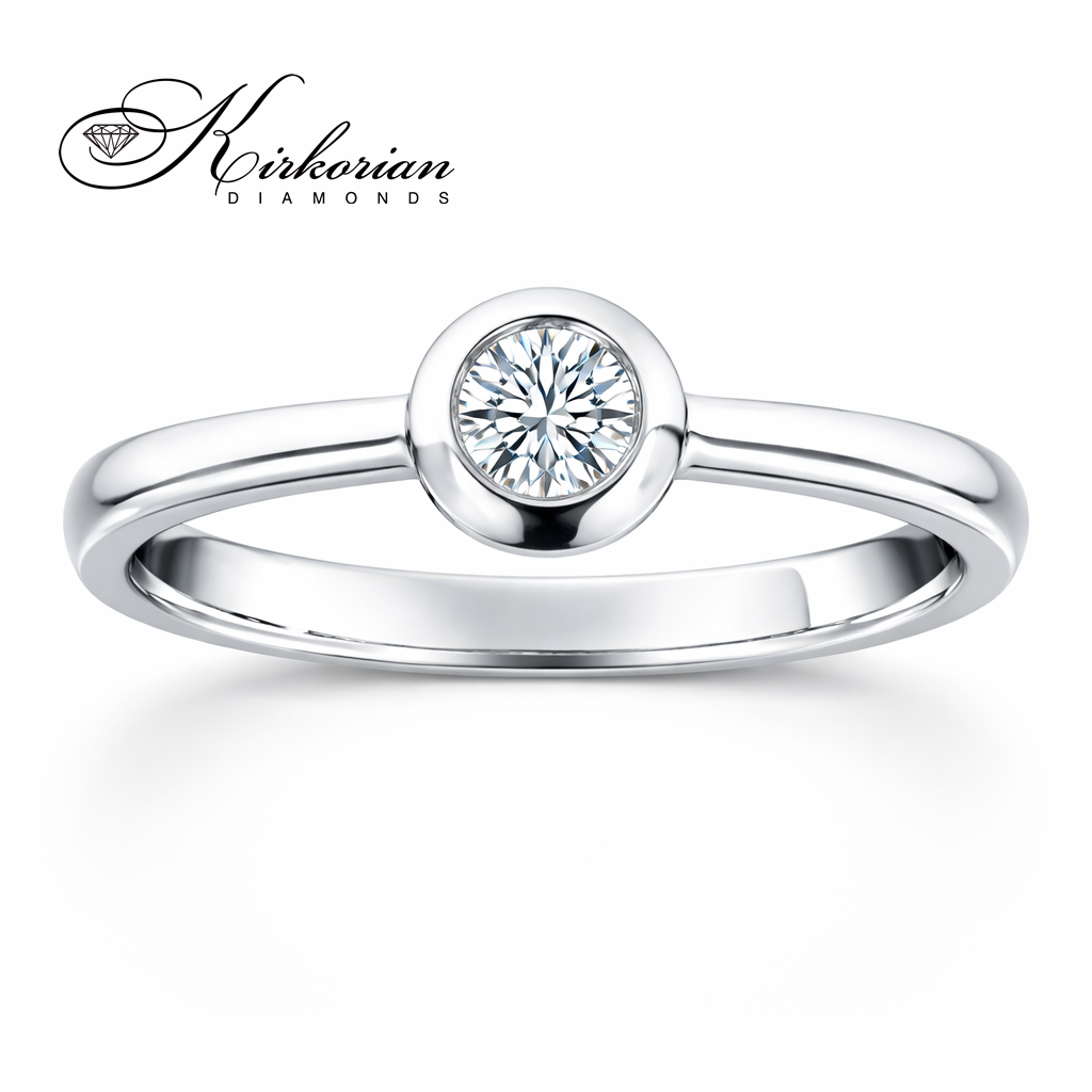 годежен пръстен бяло злато 14К диамант 0.24 ct класически дизайн K588 преден изглед