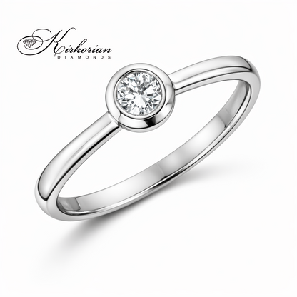 пръстен с диамант 0.24 ct бяло злато 14К K588 изчистен класически модел