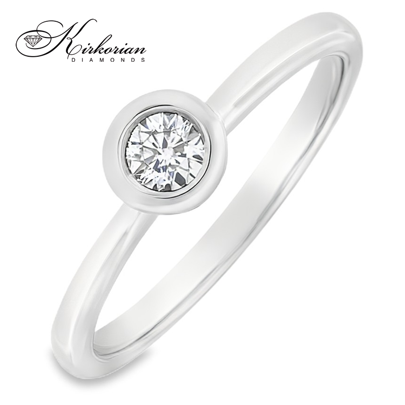 Годежен пръстен от бяло злато 14К с диамант 0.24 ct – класически дизайн K588