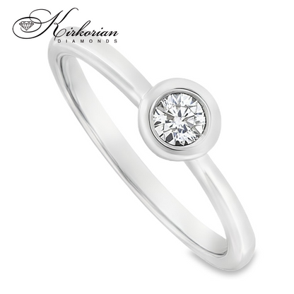 Годежен пръстен от бяло, жълто или розово злато 14К с диамант 0.142 ct – модерен обков тип Halo, код: K592