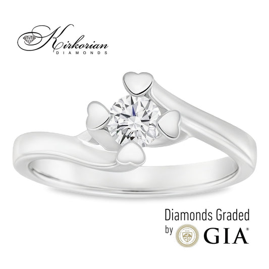 Годежен пръстен от бяло злато 14к с диамант 0.30ct – GIA сертификат – код K590