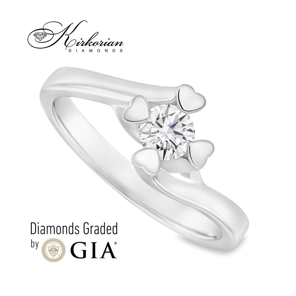 Годежен пръстен от бяло злато 14к с диамант 0.30ct – GIA сертификат – код K590