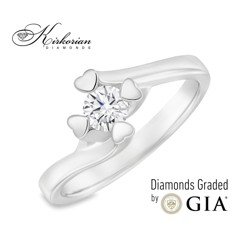 Годежен пръстен от бяло злато 14к с диамант 0.30ct – GIA сертификат – код K590