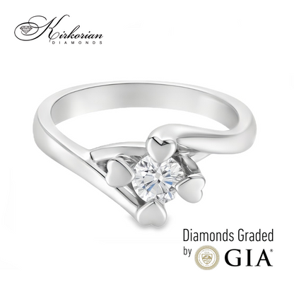 Годежен пръстен от бяло злато 14к с диамант 0.30ct – GIA сертификат – код K590