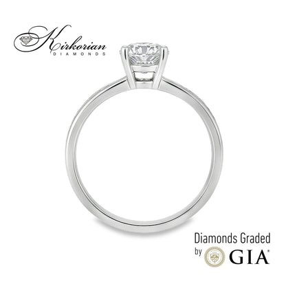Годежен пръстен с диамант 0.90ct и GIA сертификат – бяло злато 14k с акцентни камъни