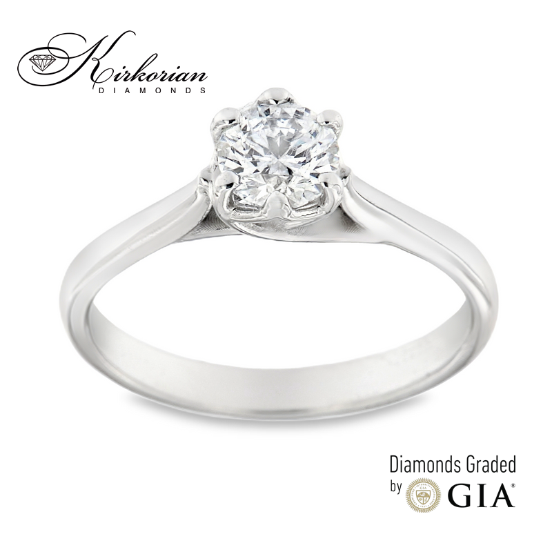 Годежен пръстен от бяло злато 14k с диамант 0.70ct F/SI GIA сертификат K609